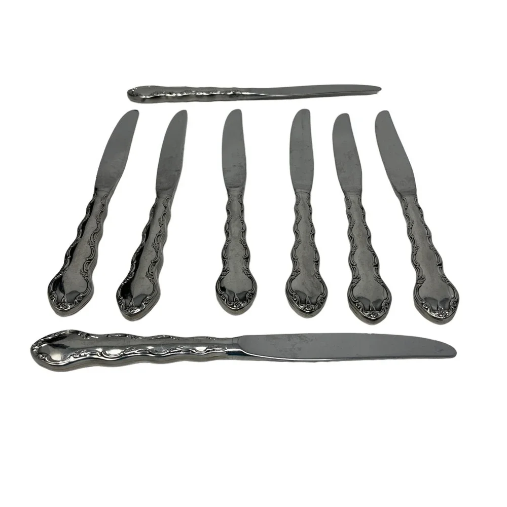 Reed & Barton Summertime Dinner Knives Flatware Set of 8 ‎ Stainless Silverware